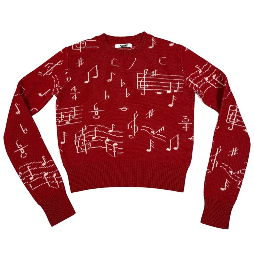 RE/DONE Womens Size XS Music Crop Sweater Red Knit